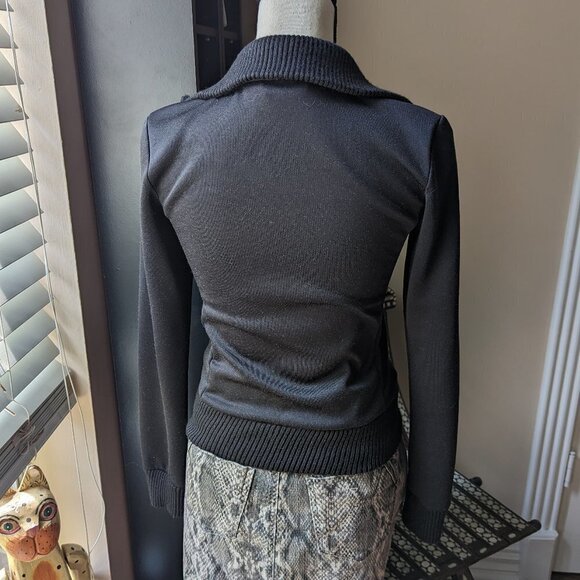 Puma XS black rhinestone zip up women's track jacket with white pinstripes - Picture 3 of 11